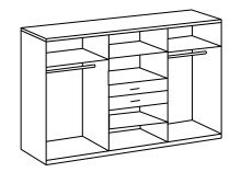 Kleiderschrank >Drugi II< in Plankeneiche Graphit - 270x208x58cm (BxHxT)