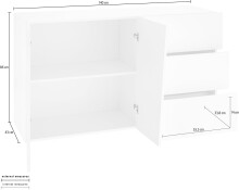 Sideboard >Viterbo< in Weiß-Hochglanz - 140x86x43cm (BxHxT)