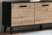 TV-Board >Artona< in Artisan-Eiche, Schwarz - 186x67,9x39,3cm (BxHxT)