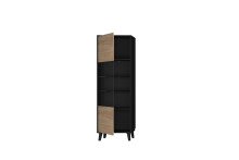 Vitrine >Artona< in Artisan-Eiche, Schwarz - 64,5x198,6x39,3cm (BxHxT)