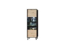Vitrine >Artona< in Artisan-Eiche, Schwarz -...