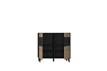 Highboard >Artona< in Artisan-Eiche, Schwarz - 125,3x117,3x39,3cm (BxHxT)