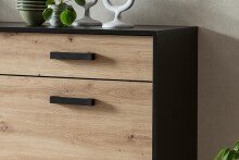 Sideboard >Artona< in Artisan-Eiche, Schwarz - 186x84,9x39,3cm (BxHxT)