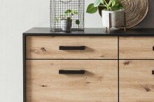 Sideboard >Artona< in Artisan-Eiche, Schwarz - 186x84,9x39,3cm (BxHxT)
