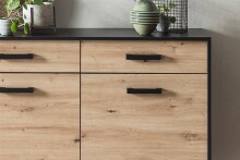 Sideboard >Artona< in Artisan-Eiche, Schwarz - 125,3x84,9x39,3cm (BxHxT)