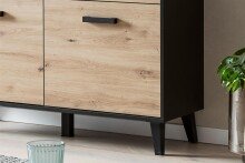 Sideboard >Artona< in Artisan-Eiche, Schwarz - 125,3x84,9x39,3cm (BxHxT)