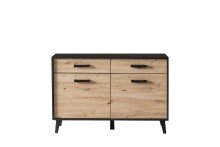 Sideboard >Artona< in Artisan-Eiche, Schwarz -...