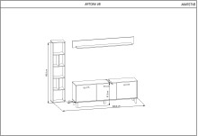 Wohnwand >DERA< (BxHxT: 320x200x46,4 cm) Artisan Eiche/Anthrazit Hochglanz