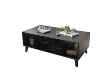 Couchtisch >Fina< in Marmor-Schwarz, Schwarz - 125x46,6x65cm (BxHxT)