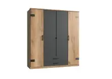 Kleiderschrank >Cheston< in Plankeneiche -...