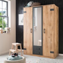 Kleiderschrank >Cheston< in Plankeneiche - 135x198x58cm (BxHxT)
