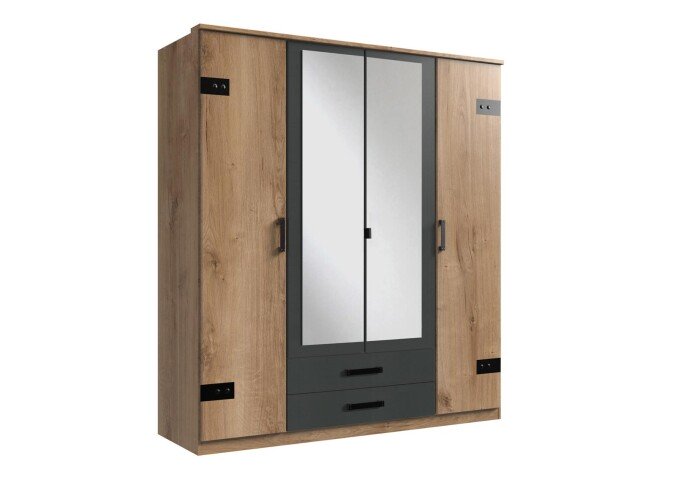 Kleiderschrank >Cheston< in Plankeneiche - 180x198x58cm (BxHxT)