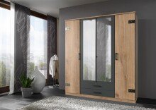 Kleiderschrank >Cheston< in Plankeneiche - 180x198x58cm (BxHxT)