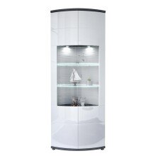 Vitrine >Gate< in Weiß-Hochglanz, Anthrazit -...