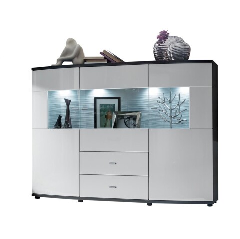 Highboard >Gate< in Weiss/Grau - 160x117x41,6cm (BxHxT)