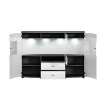 Highboard >Gate< in Weiss/Grau - 160x117x41,6cm (BxHxT)