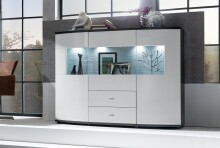 Highboard >Gate< in Weiss/Grau - 160x117x41,6cm (BxHxT)