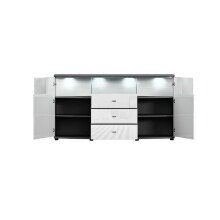 Sideboard >Gate< in Weiß-Hochglanz, Anthrazit - 160x86,8x41,6cm (BxHxT)