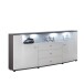Sideboard >Gate< in Weiß-Hochglanz, Anthrazit - 160x86,8x41,6cm (BxHxT)