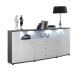 Sideboard >Gate< in Weiß-Hochglanz, Anthrazit - 160x86,8x41,6cm (BxHxT)