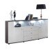 Sideboard >Gate< in Weiß-Hochglanz, Anthrazit - 160x86,8x41,6cm (BxHxT)