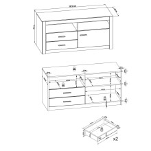 TV-Board >Hartfort< in Asteiche, Wildeiche - 127,6x60,7x46,8cm (BxHxT)