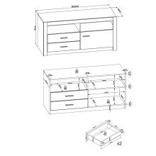 TV-Board >Hartfort< in Asteiche, Wildeiche - 127,6x60,7x46,8cm (BxHxT)