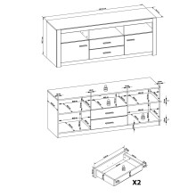 TV-Board >Hartfort< in Asteiche Wildeiche - 163x60,7x46,8cm (BxHxT)