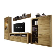 Vitrine >Hartfort< in Asteiche, Wildeiche - 95,7x140,7x37,2cm (BxHxT)