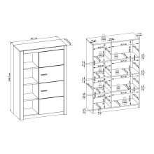 Vitrine >Hartfort< in Asteiche, Wildeiche - 95,7x140,7x37,2cm (BxHxT)