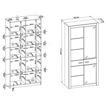 Vitrine >Hartfort< in Asteiche Wildeiche - 95,7x200x37,2cm (BxHxT)