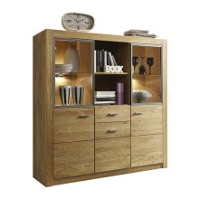 Highboard >Hartfort< in Asteiche, Wildeiche - 137x140,7x42cm (BxHxT)