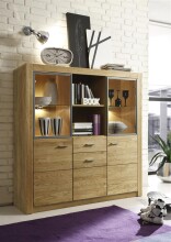 Highboard >Hartfort< in Asteiche, Wildeiche - 137x140,7x42cm (BxHxT)