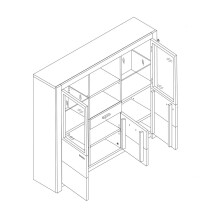 Highboard >Hartfort< in Asteiche, Wildeiche - 137x140,7x42cm (BxHxT)