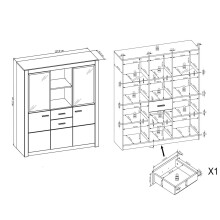 Highboard >Hartfort< in Asteiche, Wildeiche - 137x140,7x42cm (BxHxT)