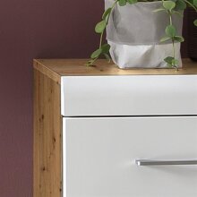 Kommode >Liro< in Weiß, Artisan-Eiche - 80x90x31,6cm (BxHxT)