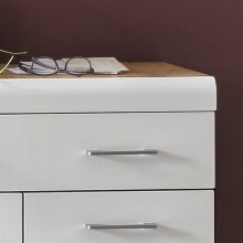 Kommode >Liro< in Weiß, Artisan-Eiche - 80x90x31,6cm (BxHxT)