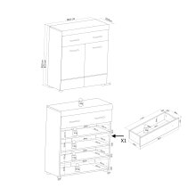Kommode >Liro< in Weiß, Artisan-Eiche - 80x90x31,6cm (BxHxT)