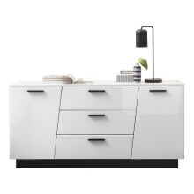 Sideboard >Media< in Weiß, Schwarz - 160x80x43,6cm (BxHxT)