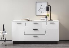Sideboard >Media< in Weiß, Schwarz - 160x80x43,6cm (BxHxT)