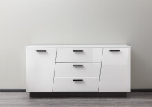 Sideboard >Media< in Weiß, Schwarz - 160x80x43,6cm (BxHxT)