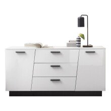 Sideboard >Media< in Weiß, Schwarz - 160x80x43,6cm (BxHxT)