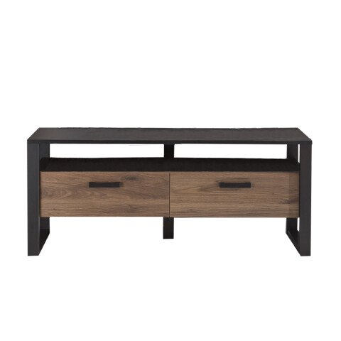 TV-Board >Nordi< in Okapi-Nuss, Schwarz - 150,3x62,6x43,1cm (BxHxT)