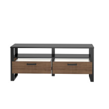 TV-Board >Nordi< in Okapi-Nuss, Schwarz - 150,3x62,6x43,1cm (BxHxT)