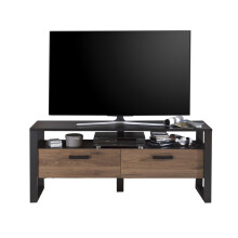 TV-Board >Nordi< in Okapi-Nuss, Schwarz - 150,3x62,6x43,1cm (BxHxT)