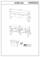 TV-Board >Nordi< in Okapi-Nuss, Schwarz - 150,3x62,6x43,1cm (BxHxT)
