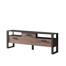 TV-Board >Nordi< in Okapi-Nuss, Schwarz - 180,3x62,6x43,1cm (BxHxT)