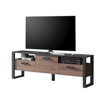 TV-Board >Nordi< in Okapi-Nuss, Schwarz - 180,3x62,6x43,1cm (BxHxT)