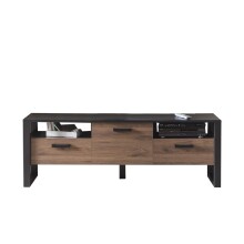 TV-Board >Nordi< in Okapi-Nuss, Schwarz - 180,3x62,6x43,1cm (BxHxT)