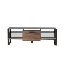 TV-Board >Nordi< in Okapi-Nuss, Schwarz - 180,3x62,6x43,1cm (BxHxT)